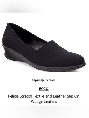 Ecco Felicia Black Slip-On Wedge Loafers